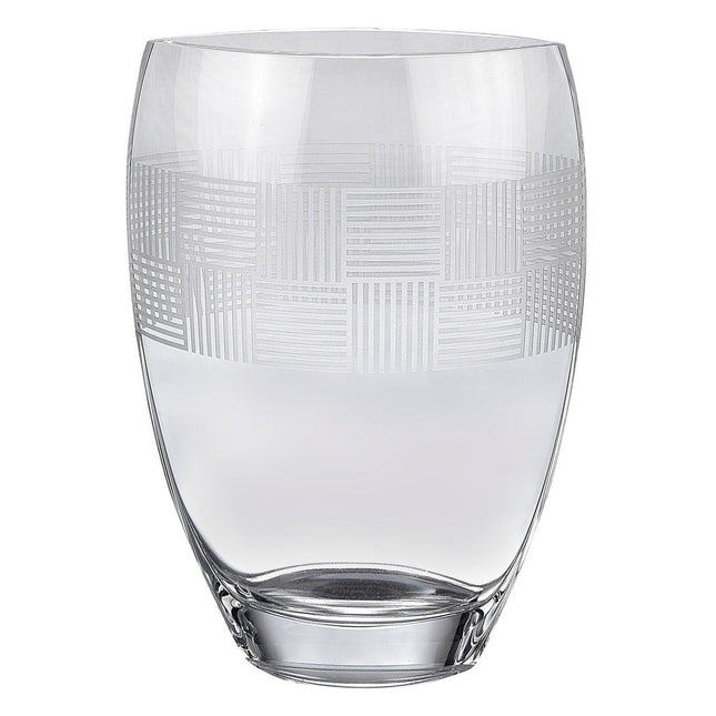 12" Clear With Geometric Pattern Oval Crystal Table Vase HomeRoots