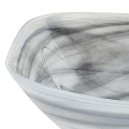 10" Gray And White Alabaster Glass Square Salad Bowl HomeRoots