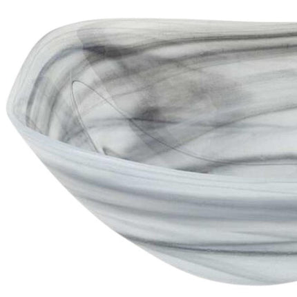 10" Gray And White Alabaster Glass Square Salad Bowl HomeRoots