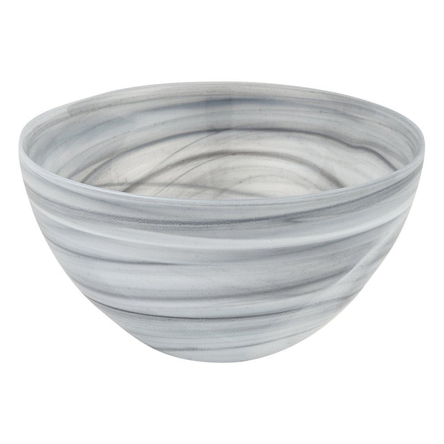 6" Gray And White Alabaster Glass Round Candy or Nut Bowl HomeRoots