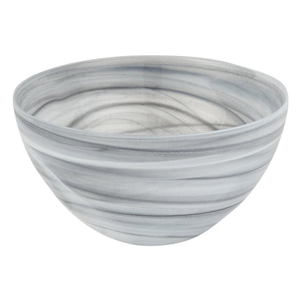 6" Gray And White Alabaster Glass Round Candy or Nut Bowl HomeRoots