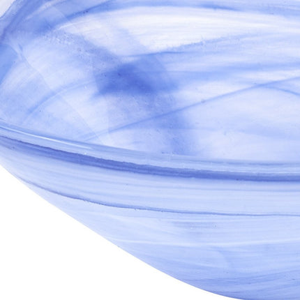 10" Blue And White Alabaster Glass Square Salad Bowl HomeRoots