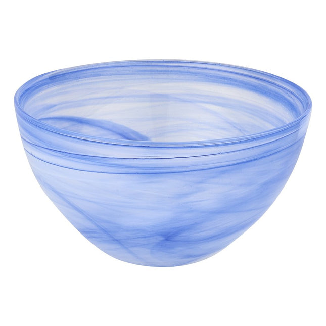 6" Blue And White Alabaster Glass Round Candy or Nut Bowl HomeRoots