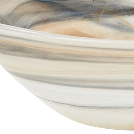 Set of Two 6" Taupe And White Alabaster Glass Square Candy or Nut Bowl HomeRoots