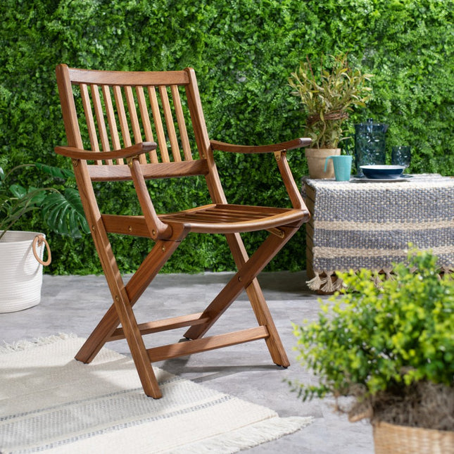 24" Brown Solid Wood Indoor Outdoor Deck Chair HomeRoots