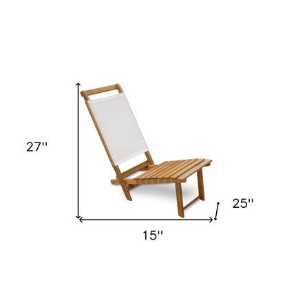 15" Brown and Natural Wood Solid Wood Outdoor Deck Chair HomeRoots
