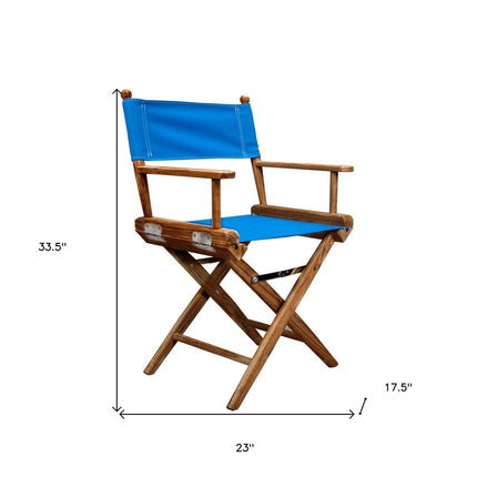 23" Blue and Natural Wood Solid Wood Indoor Outdoor Director Chair HomeRoots