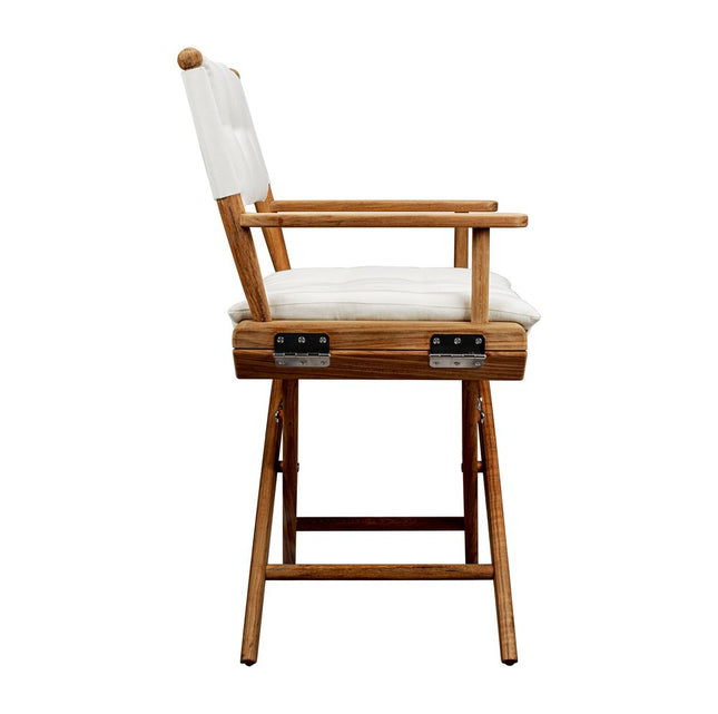 23" Natural Solid Wood Outdoor Folding Director Chair with Cream Cushion HomeRoots