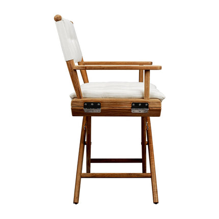 23" Natural Solid Wood Outdoor Folding Director Chair with Cream Cushion HomeRoots