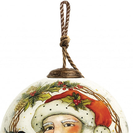 Winter Wreath Forest Santa Hand Painted Mouth Blown Glass Ornament HomeRoots