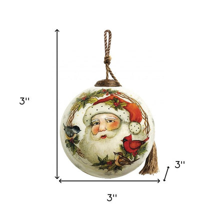 Winter Wreath Forest Santa Hand Painted Mouth Blown Glass Ornament HomeRoots