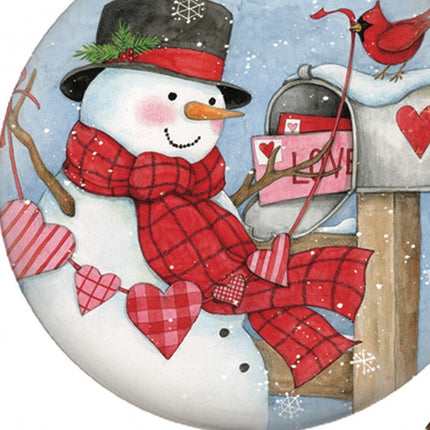 Valentine Snowman Hand Painted Mouth Blown Glass Ornament HomeRoots
