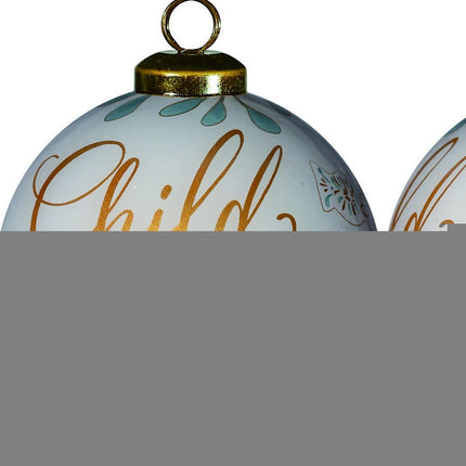 White and Gold Child of God Hand Painted Mouth Blown Glass Ornament HomeRoots