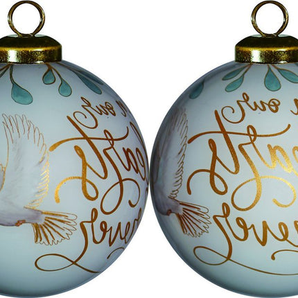 White and Gold In Our Hearts Forever Hand Painted Mouth Blown Glass Ornament HomeRoots