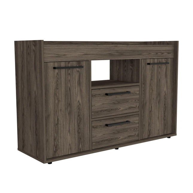 47" Dark Brown Two Drawer with Two Doors HomeRoots