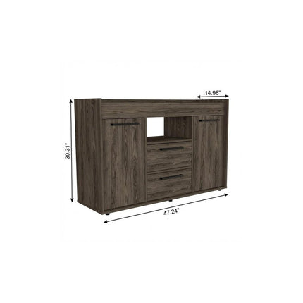 47" Dark Brown Two Drawer with Two Doors HomeRoots