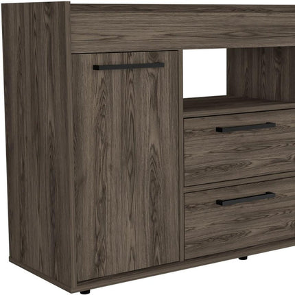 47" Dark Brown Two Drawer with Two Doors HomeRoots