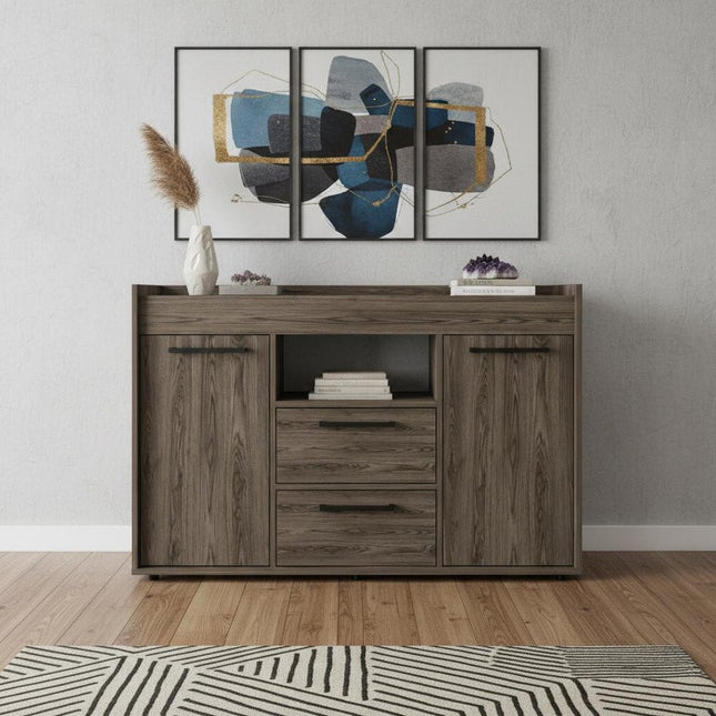 47" Dark Brown Two Drawer with Two Doors HomeRoots