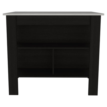 41" Ivory And Black Wood Kitchen Island With Storage HomeRoots