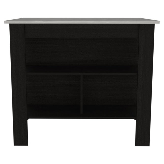 41" Ivory And Black Wood Kitchen Island With Storage HomeRoots