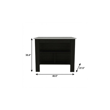 41" Ivory And Black Wood Kitchen Island With Storage HomeRoots