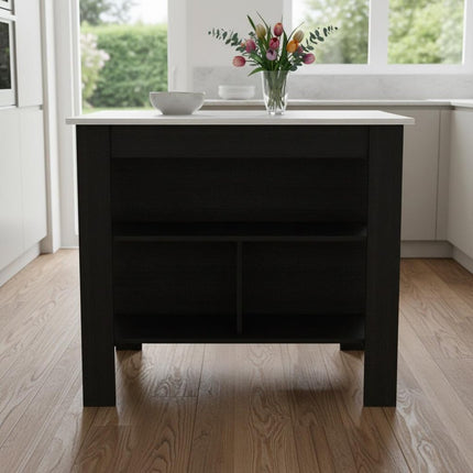 41" Ivory And Black Wood Kitchen Island With Storage HomeRoots