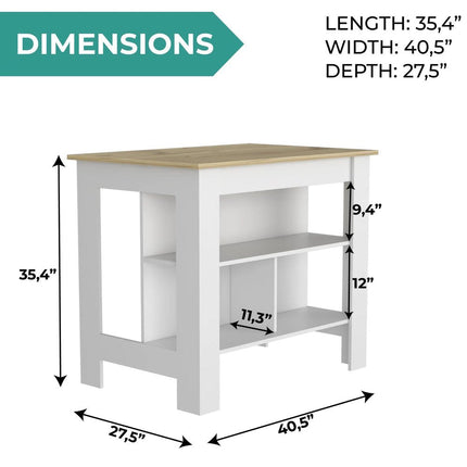 41" Ivory And Black Wood Kitchen Island With Storage HomeRoots