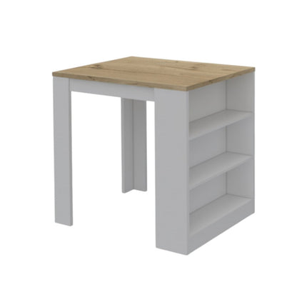36" Natural and White Wood Kitchen Island With Storage HomeRoots