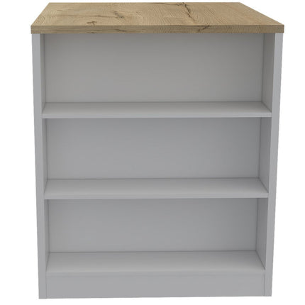 36" Natural and White Wood Kitchen Island With Storage HomeRoots