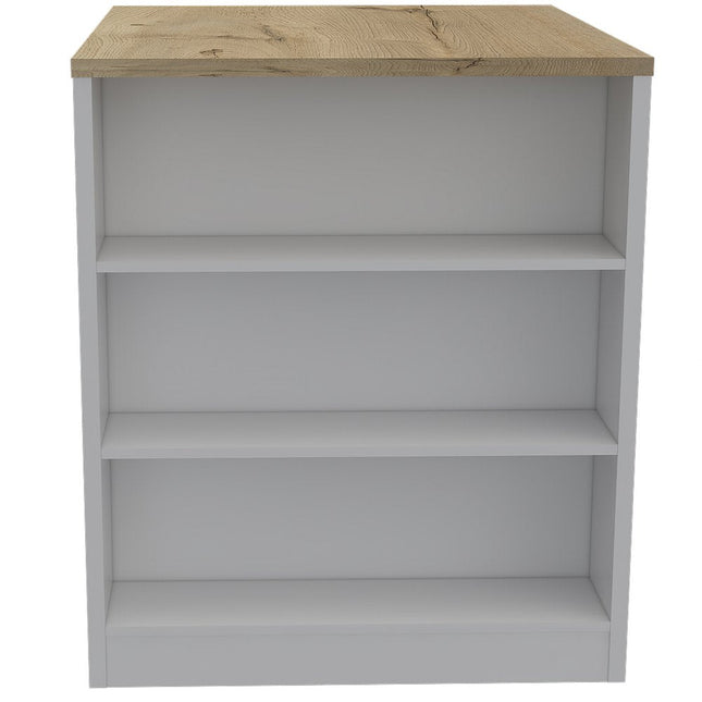 36" Natural and White Wood Kitchen Island With Storage HomeRoots