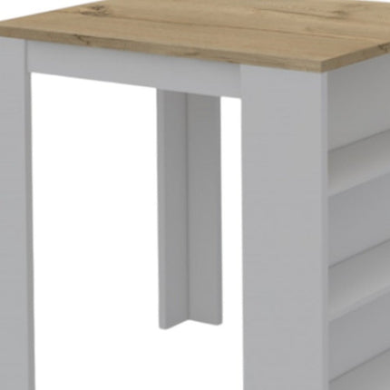 36" Natural and White Wood Kitchen Island With Storage HomeRoots