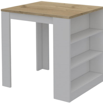 36" Natural and White Wood Kitchen Island With Storage HomeRoots