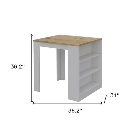 36" Natural and White Wood Kitchen Island With Storage HomeRoots