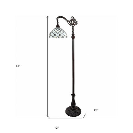 62" Brown And White Metal Floor Lamp With White Glass Bowl Shade HomeRoots
