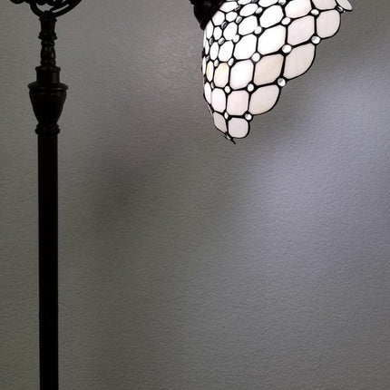 62" Brown And White Metal Floor Lamp With White Glass Bowl Shade HomeRoots