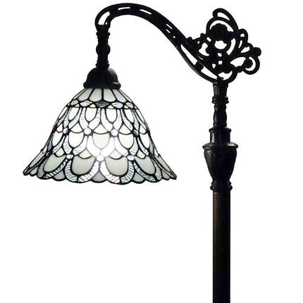 62" Brown Traditional Shaped Floor Lamp With White Stained Glass Bowl Shade HomeRoots