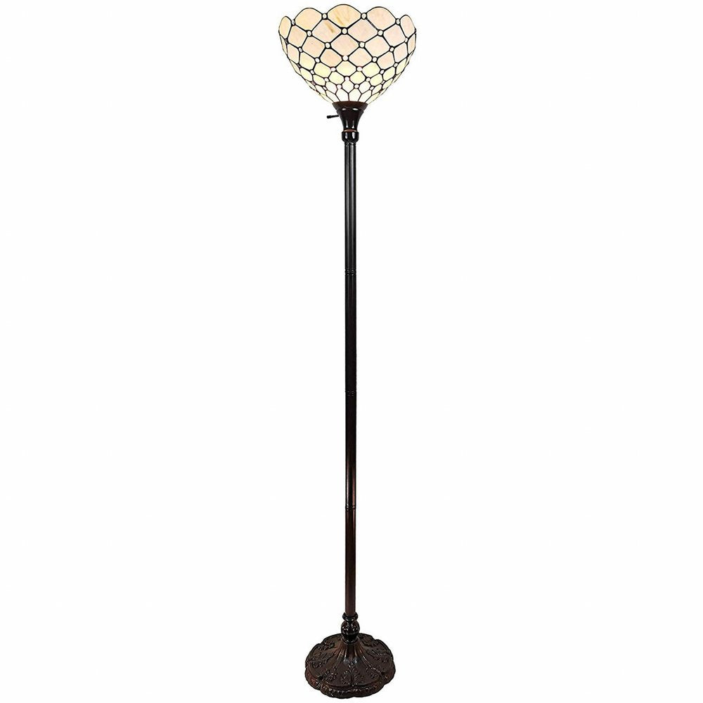 62" Brown And White Floor Lamp With White Glass Bowl Shade