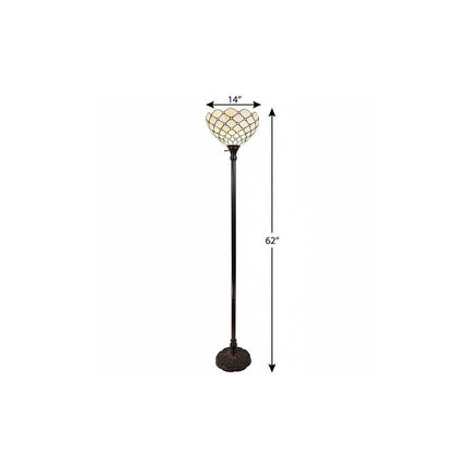 62" Brown And White Floor Lamp With White Glass Bowl Shade HomeRoots