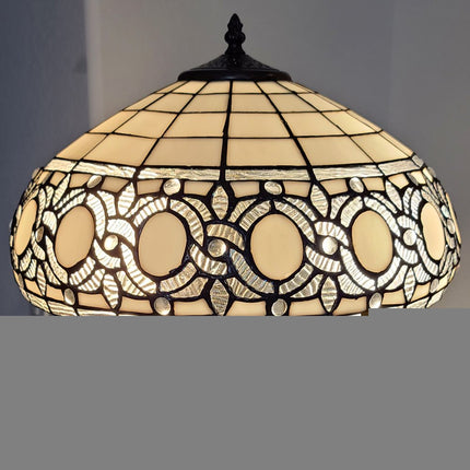 63" Brown Two Light Traditional Shaped Floor Lamp With White Stained Glass Bowl Shade HomeRoots