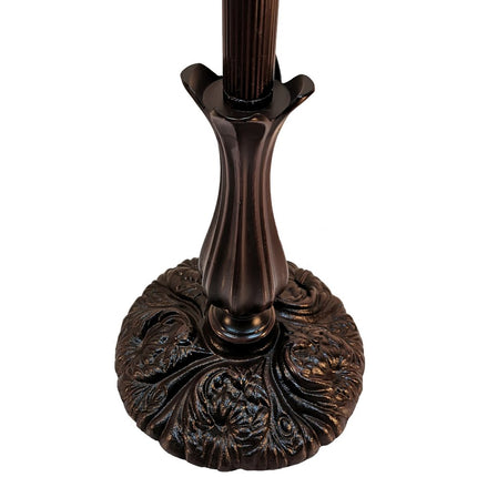 62" Brown Metal Arched Floor Lamp With Amber and Red Flowers Stained Glass Shade HomeRoots