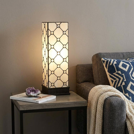 18" Tiffany Style Jeweled Dark Brown Base Table Lamp HomeRoots