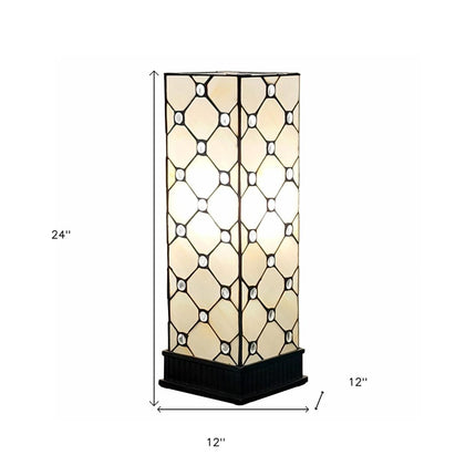 18" Tiffany Style Jeweled Dark Brown Base Table Lamp HomeRoots