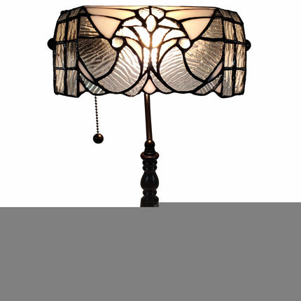 16" Dark Brown Table Lamp With White and Silver Shade HomeRoots