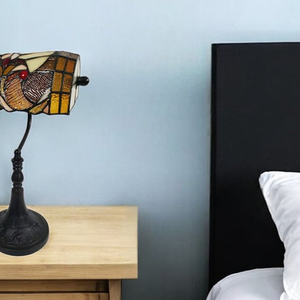 19" Dark Brown Candlestick Table Lamp With Beige Dome Shade HomeRoots