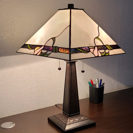 22" Dark Brown Metal Two Light Candlestick Table Lamp With Ivory Shade HomeRoots