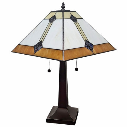 21" Dark Brown Metal Two Light Candlestick Table Lamp With Beige Shade HomeRoots