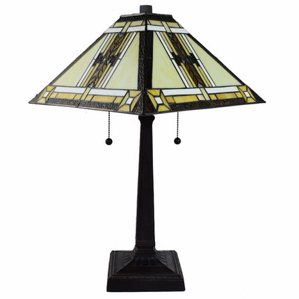 22" Dark Brown Metal Two Light Candlestick Table Lamp With Beige Shade HomeRoots