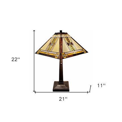 22" Dark Brown Metal Two Light Candlestick Table Lamp With Beige Shade HomeRoots