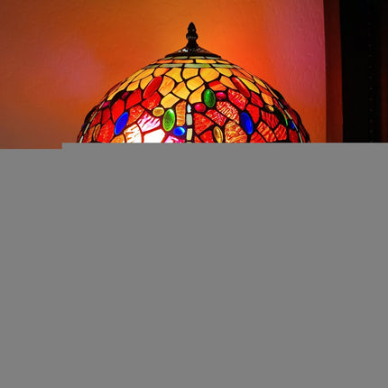 22" Dark Brown Metal Two Light Candlestick Table Lamp With Red and Black Shade HomeRoots