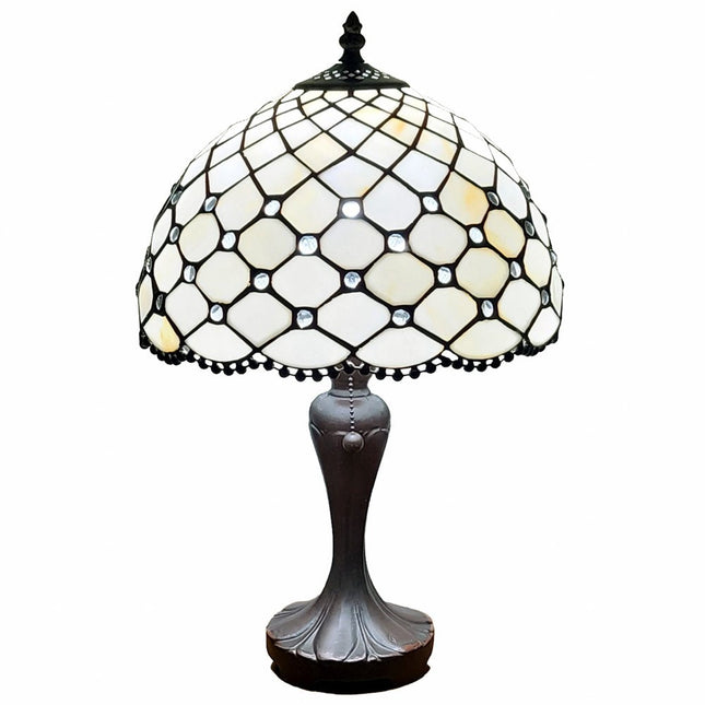 19" Dark Brown Metal Candlestick Table Lamp With White Dome Shade HomeRoots